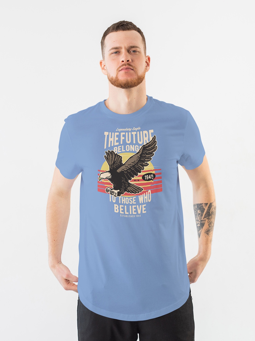 

Moda Rapido Men Graphic Printed Round Neck Regular Fit T-shirt, Blue