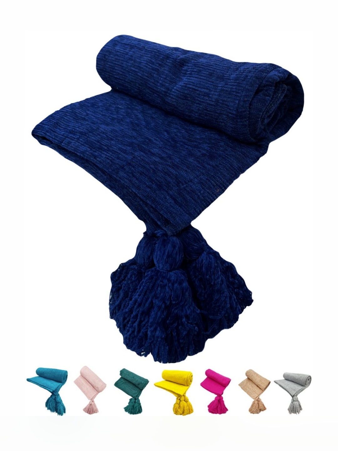 

Fashion Throw Navy Blue Self-Design Lightweight & Breathable Throw