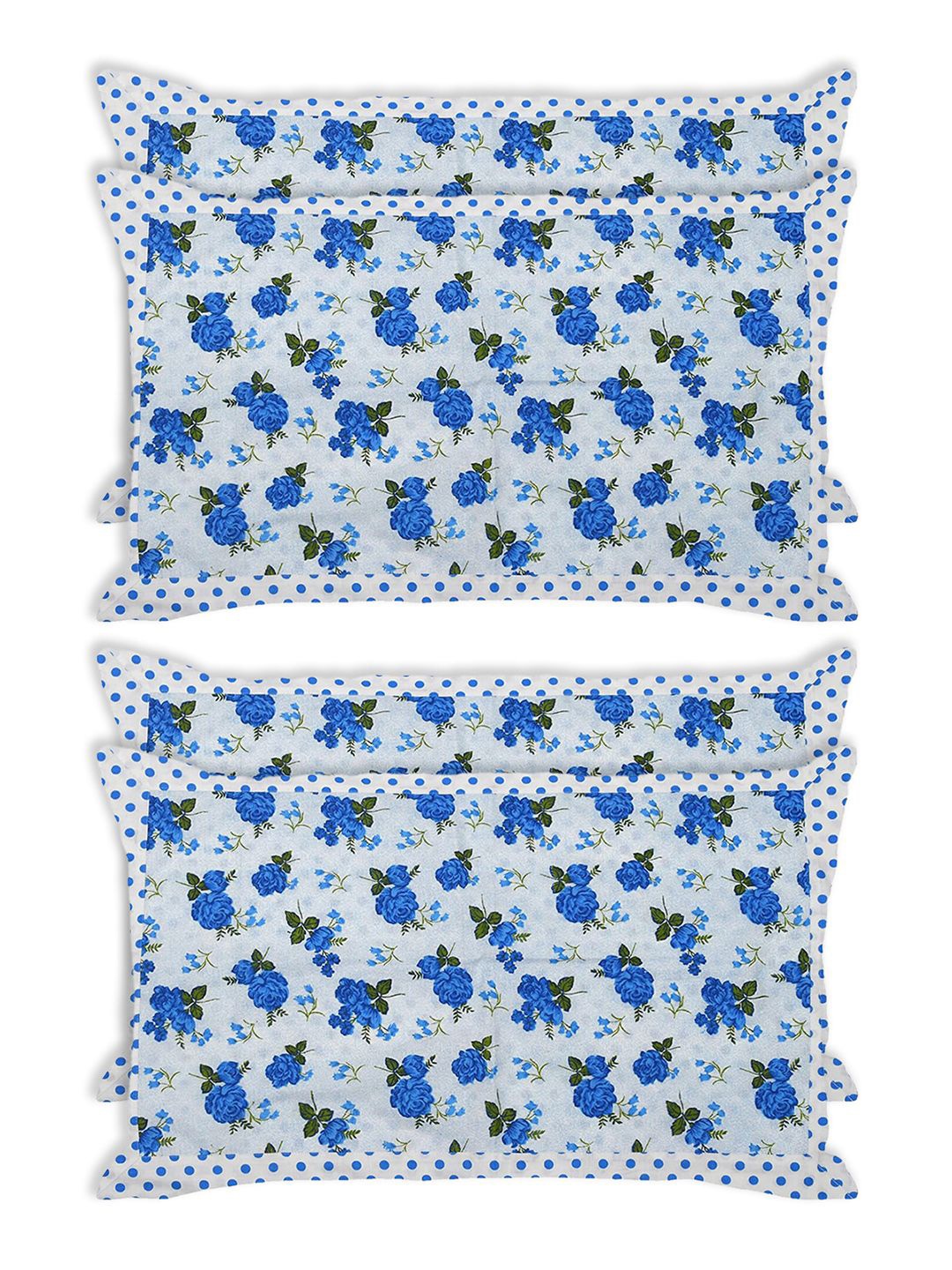 

Kuber Industries Blue & White 4 Pieces Printed Pure Cotton Rectangle Pillow Covers