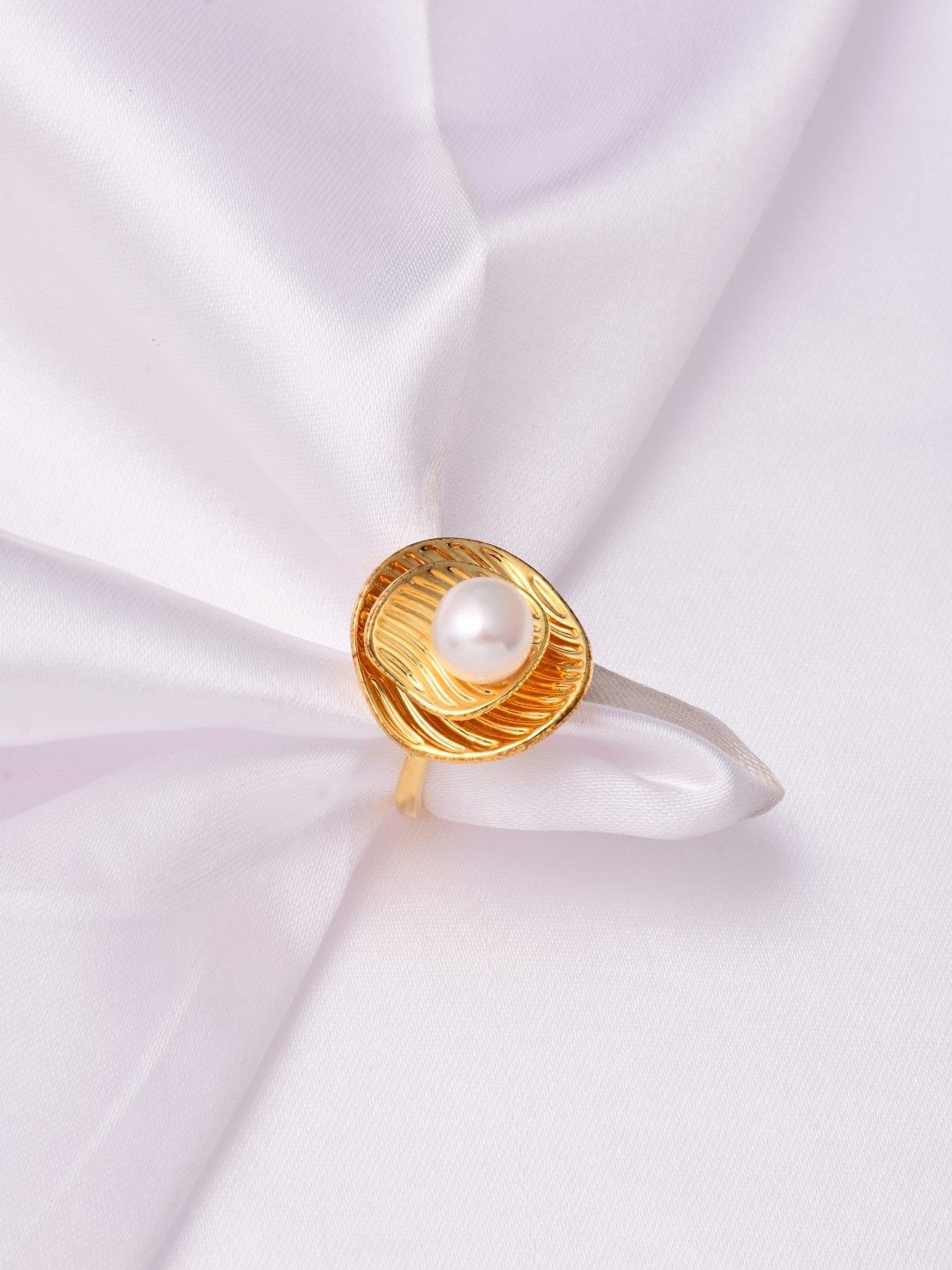 

Reenisaa Gold-Plated Pearls-Studded Adjustable Ring