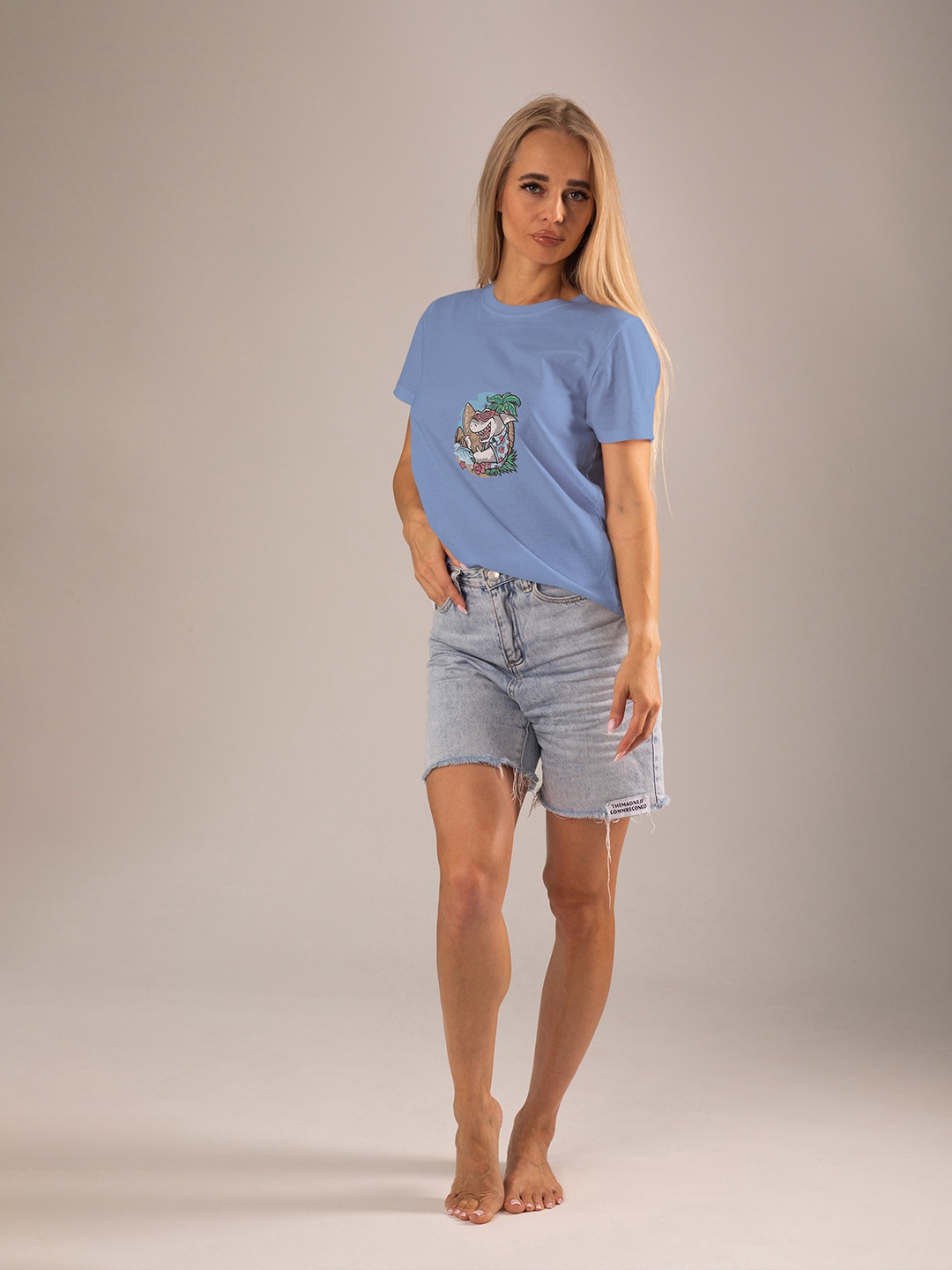 

Moda Rapido Women Graphic Printed Round Neck T-shirt, Blue