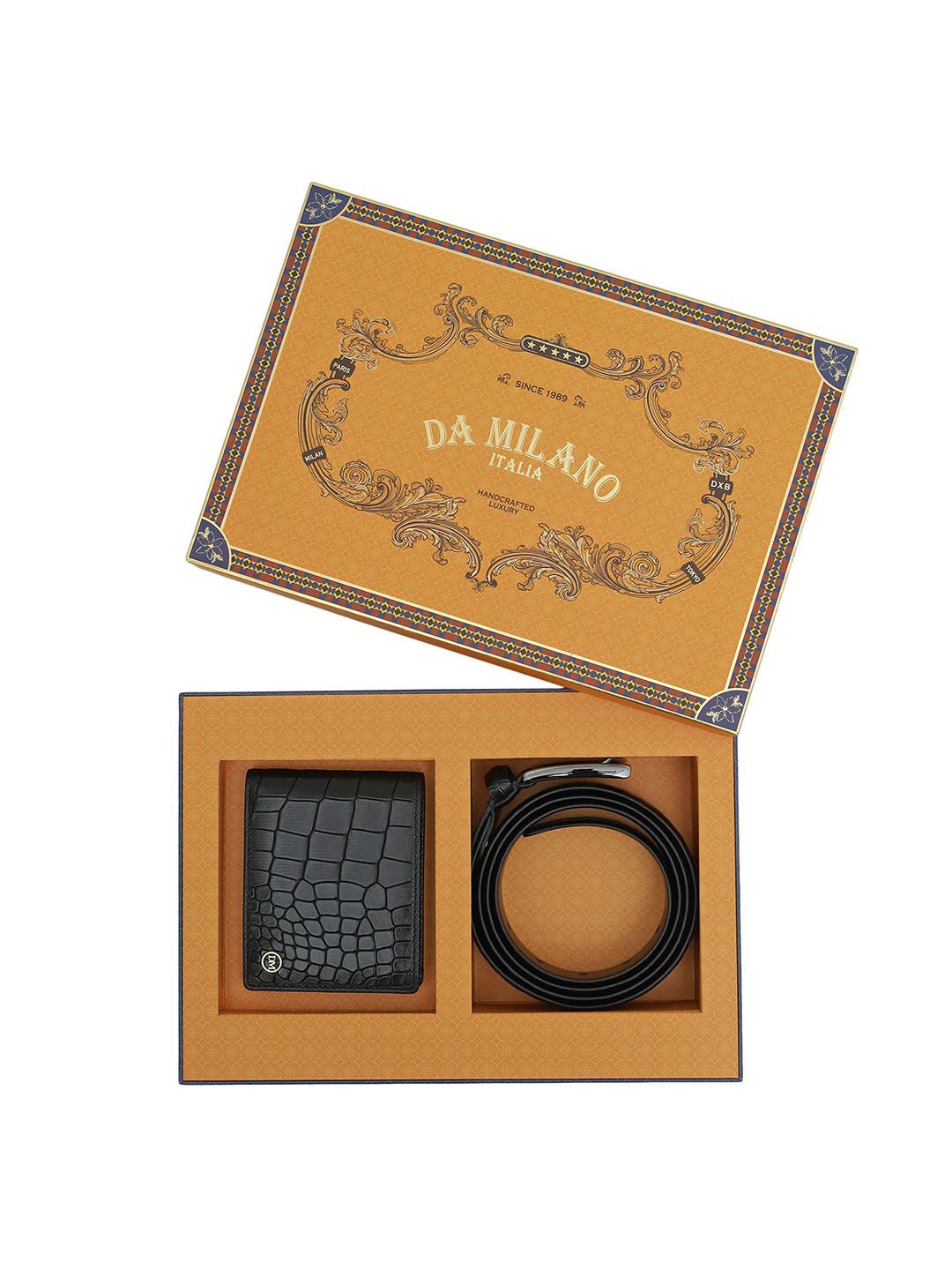 

Da Milano Men Accessory Gift Set of Wallet and Belt, Black
