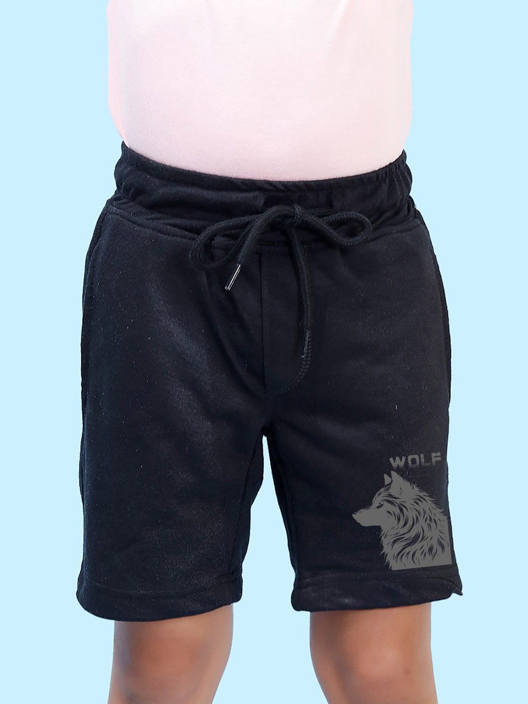 

NUSYL Boys Graphic Printed Regular Fit Mid-Rise Cotton Shorts, Black