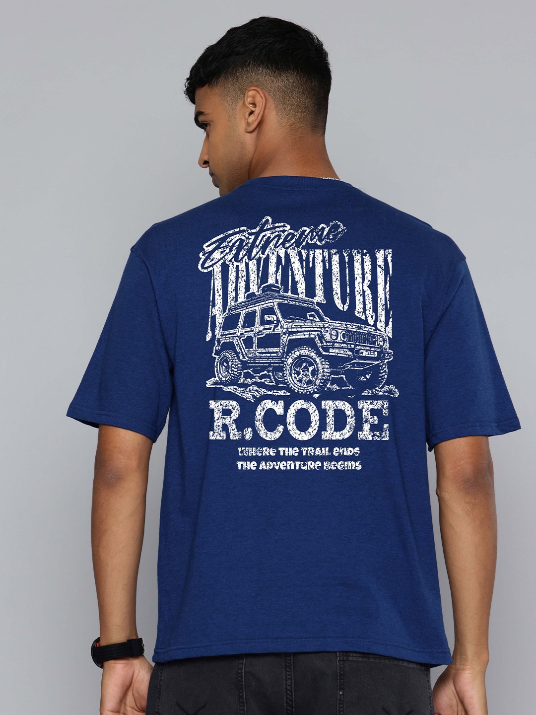 

R.Code by The Roadster Life Co. Men Printed T-shirt, Blue