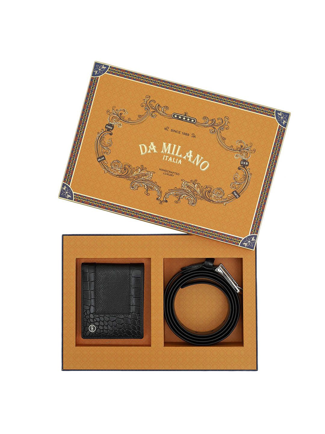 

Da Milano Men Wallet and Belt Accessory Gift Set, Black