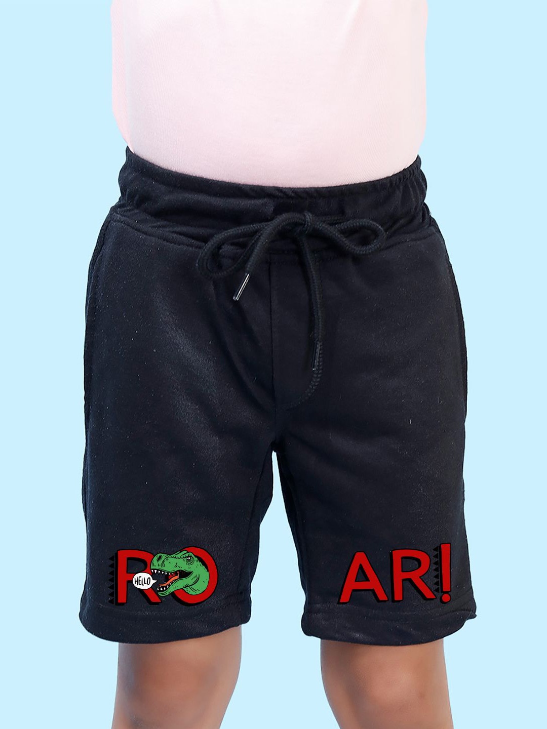 

NUSYL Boys Printed Mid-Rise Cotton Shorts, Black