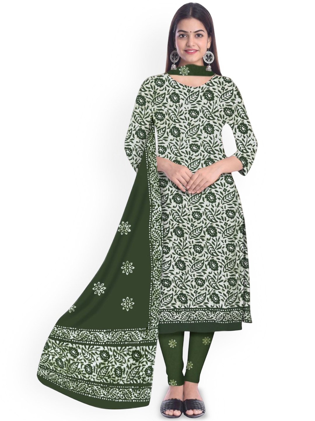 

Farooq Dyeing Printed Pure Cotton Unstitched Dress Material, Green