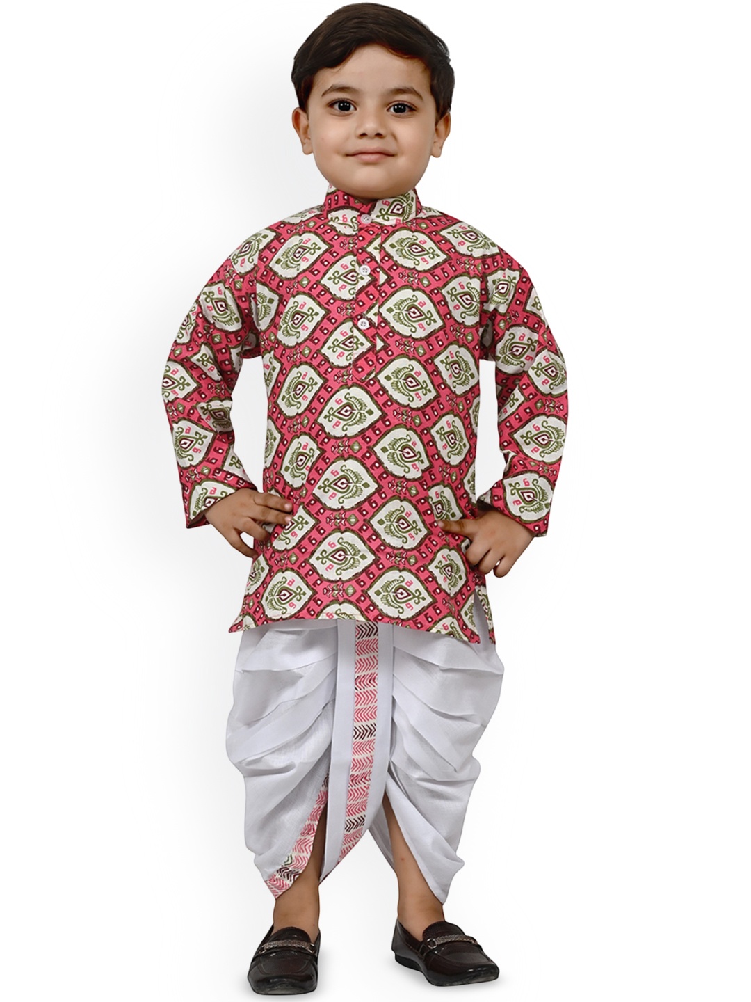 

Kidotsav Boys Ethnic Motifs Printed Regular Kurta with Dhoti Pants, Pink