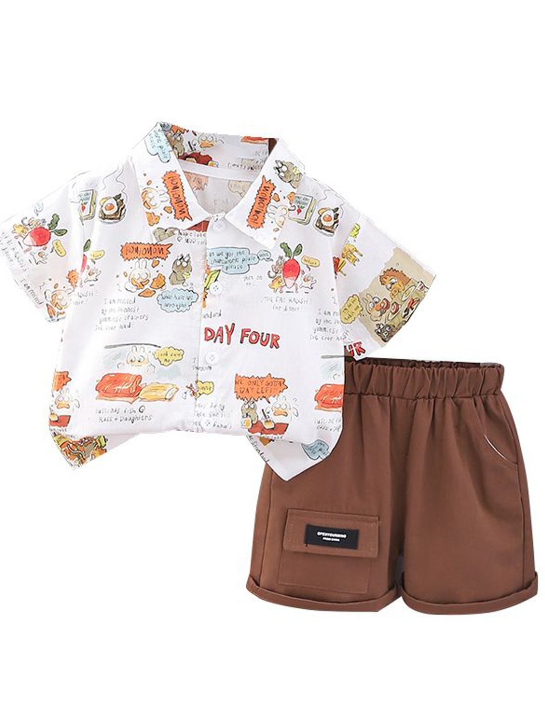 

StyleCast x Revolte Boys Printed Shirt Collar Shirt With Shorts, White
