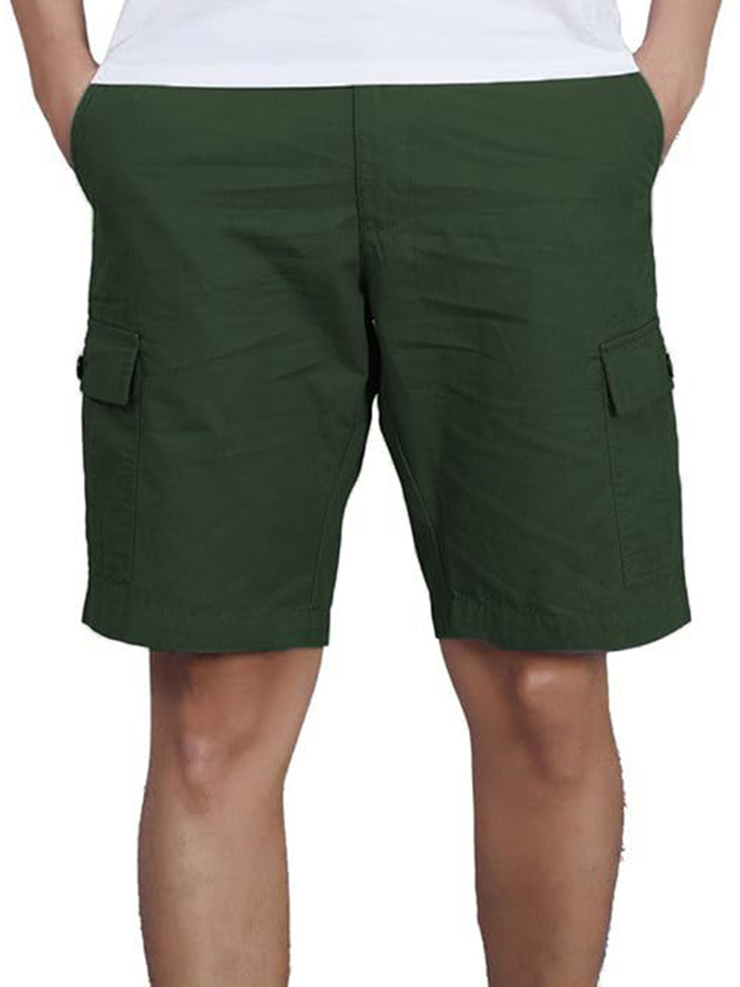 

BAESD Men Regular Fit Mid-Rise Cotton Cargo Shorts, Green