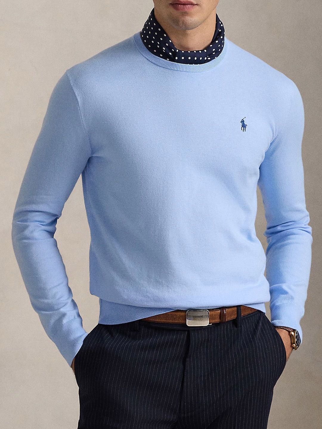 

Polo Ralph Lauren Men Pure Cotton Slim Fit Textured Sweater, Blue
