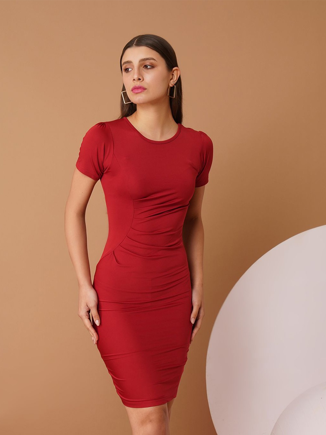 

Chemistry Scuba Solid Bodycon Dress, Maroon