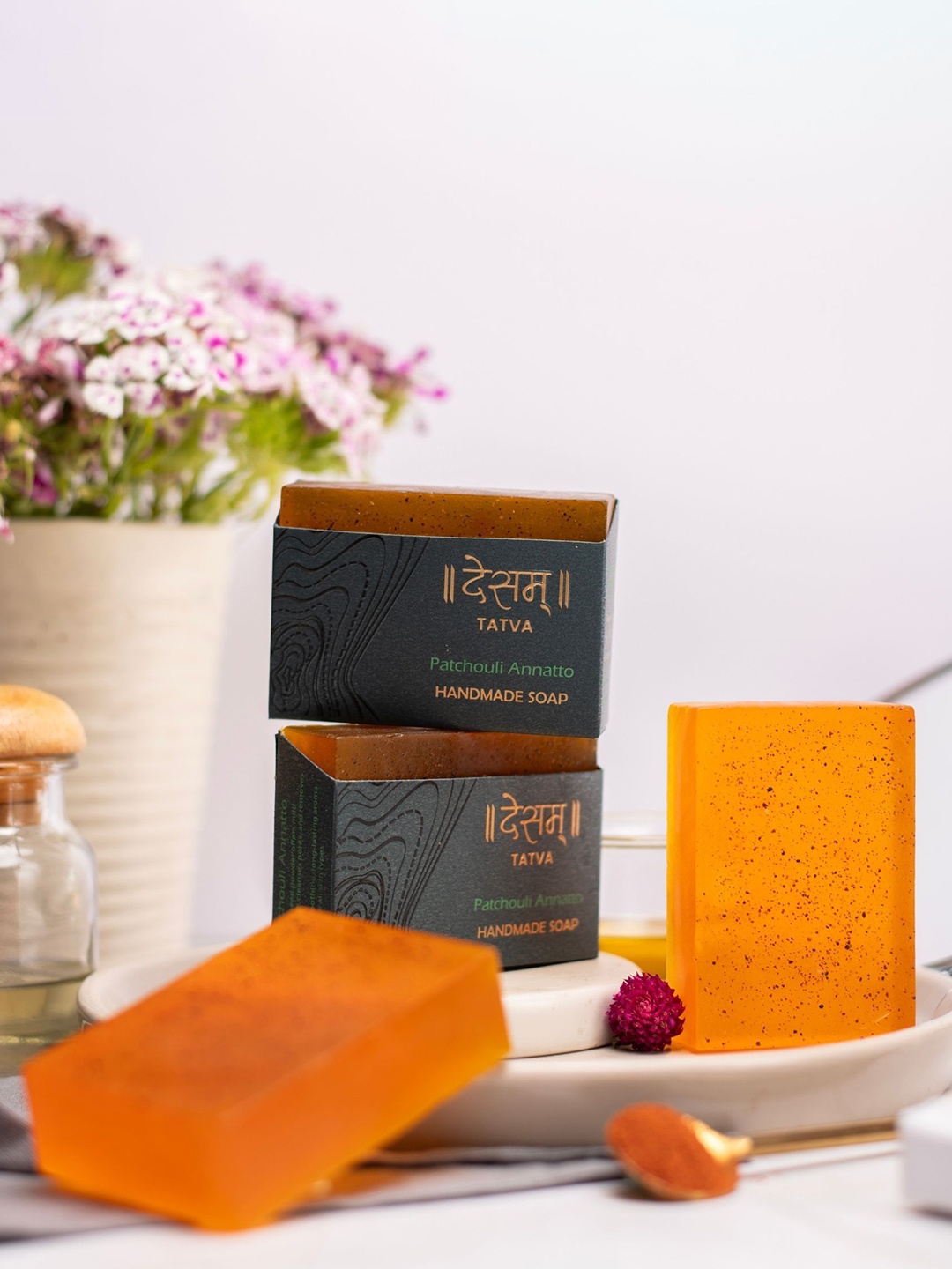 

Desam Organics Patchouli & Annatto Natural Skincare Soap- 100 g, Orange