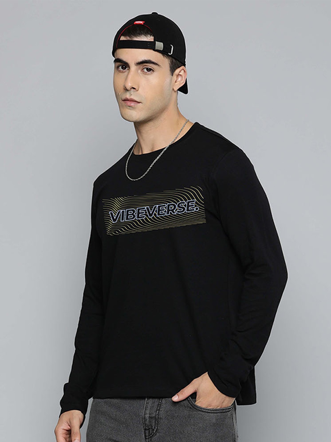 

R.Code by The Roadster Life Co. Men Printed T-shirt, Black
