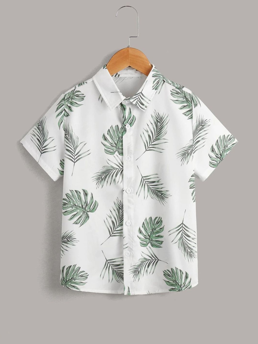 

BAESD Boys Standard Fit Spread Collar Floral Printed Casual Shirt, White
