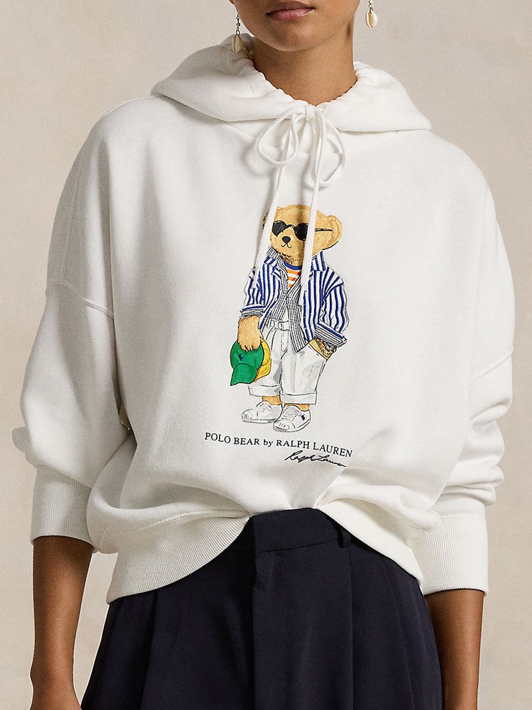 

Polo Ralph Lauren Women Polo Bear Printed Hooded Sweatshirts, White