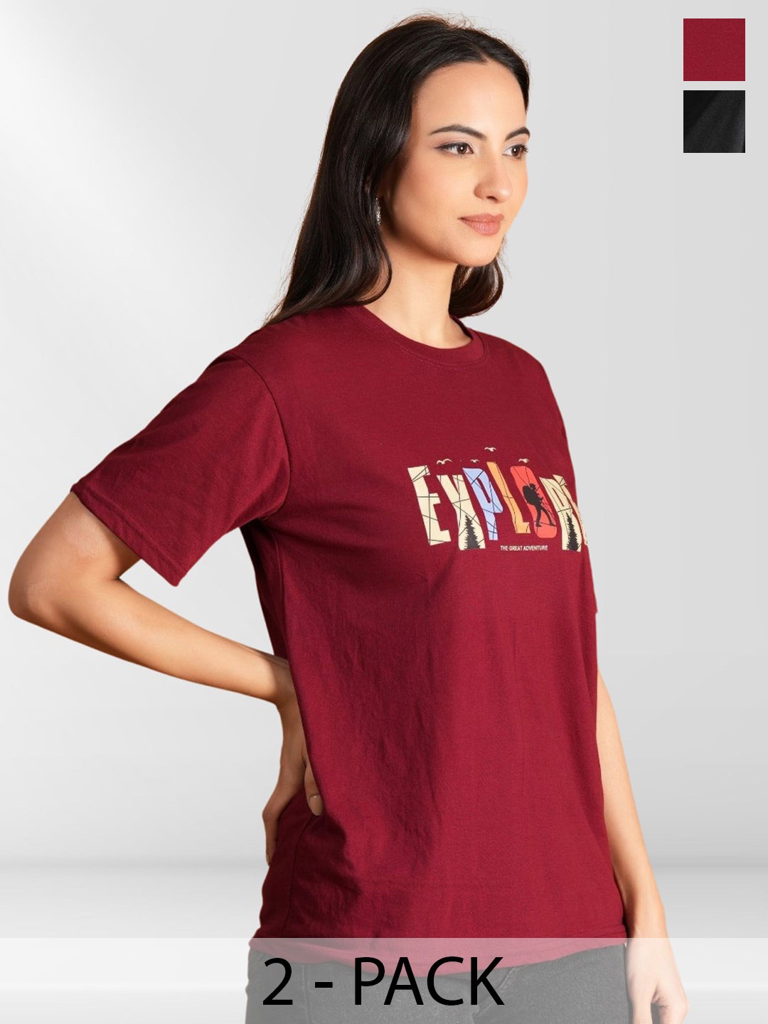 

BAESD Women Typography 2 Printed Applique T-shirt, Multi