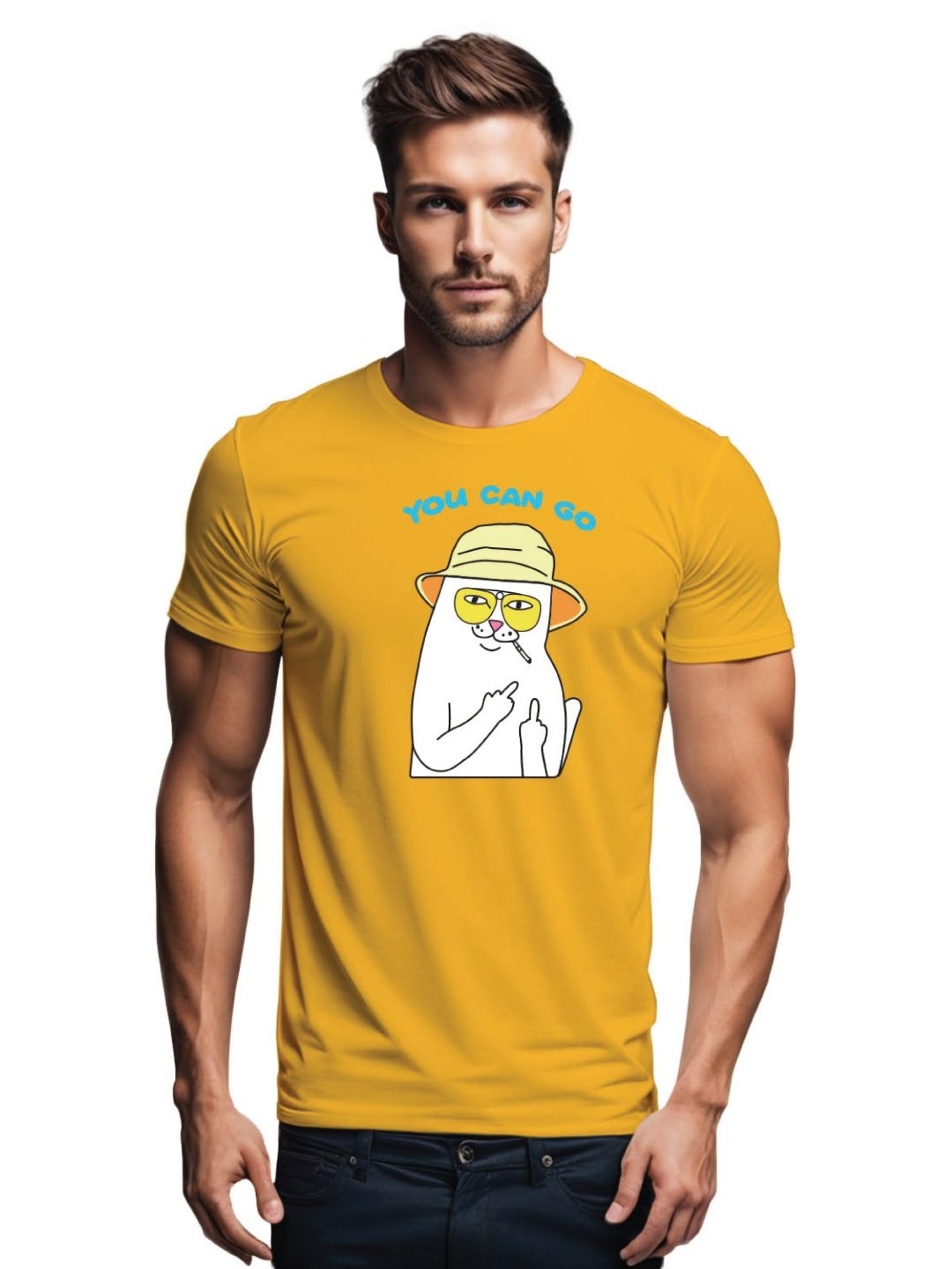 

Tantra Men Printed Applique T-shirt, Yellow
