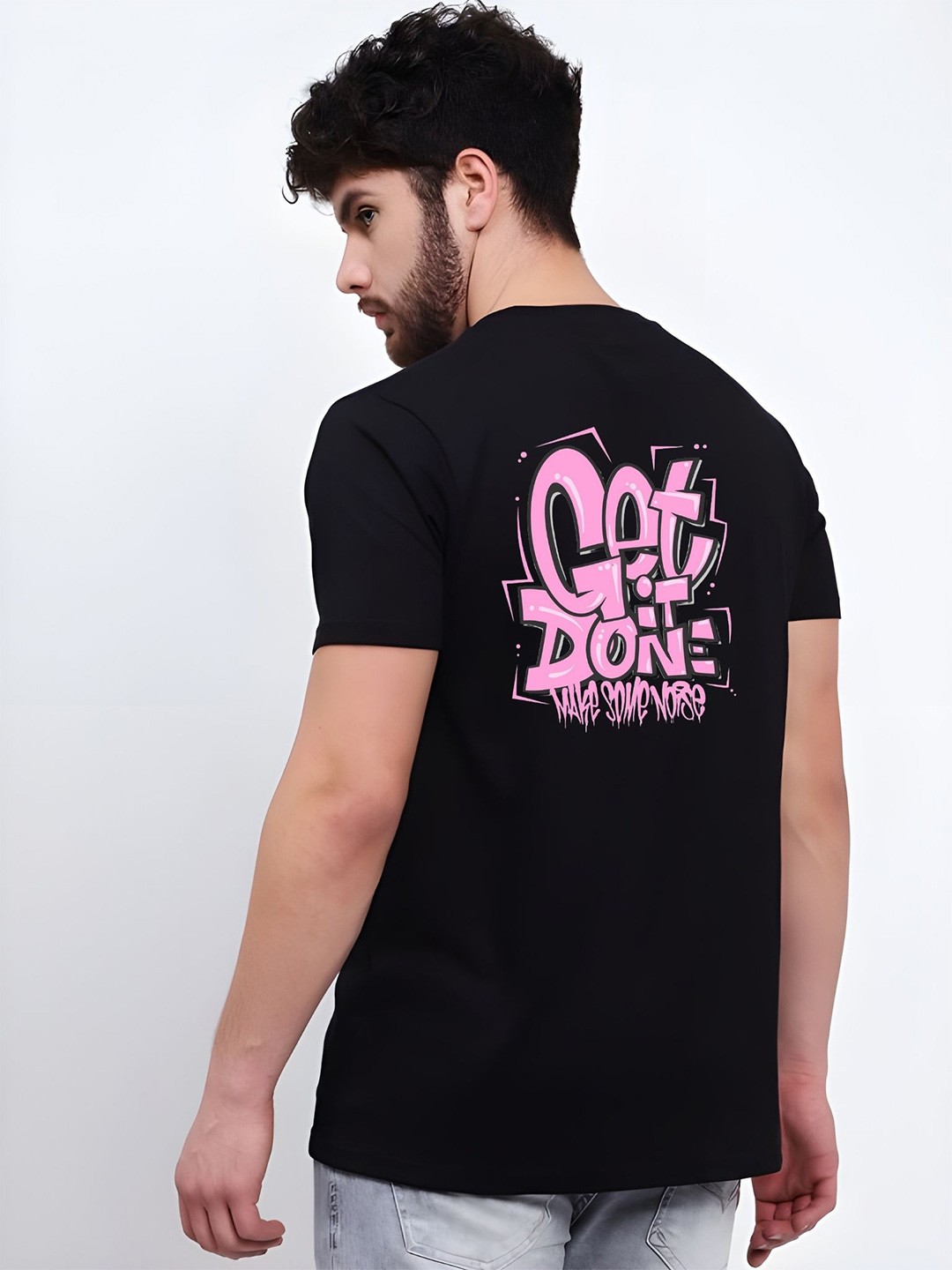 

THE BEETEL HOUSE Men Drop-Shoulder Sleeves T-shirt, Black