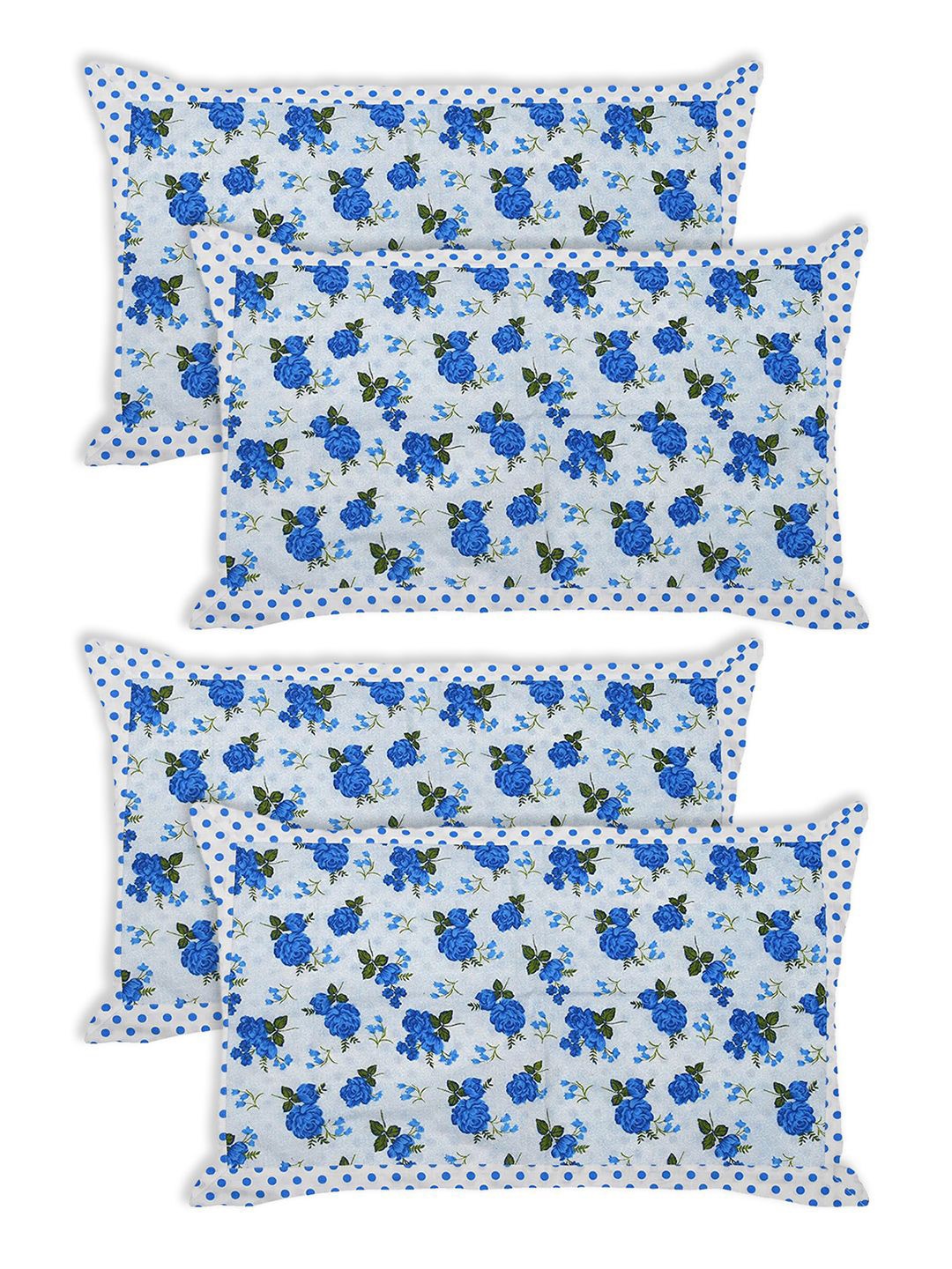 

Kuber Industries Blue & White 4 Pieces Printed Pure Cotton Rectangle Pillow Covers