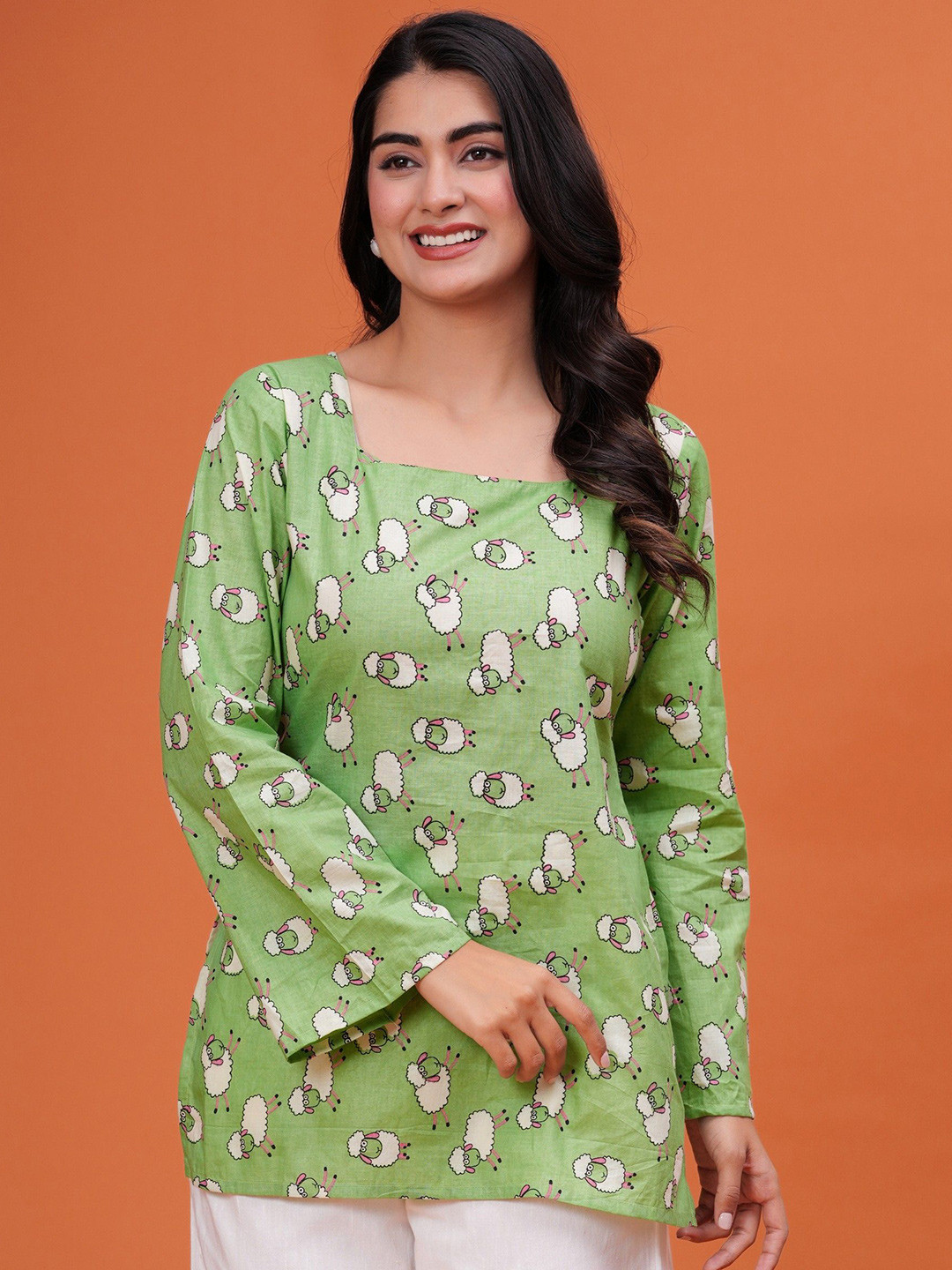 

UT Venero Floral Print Cotton Top, Green
