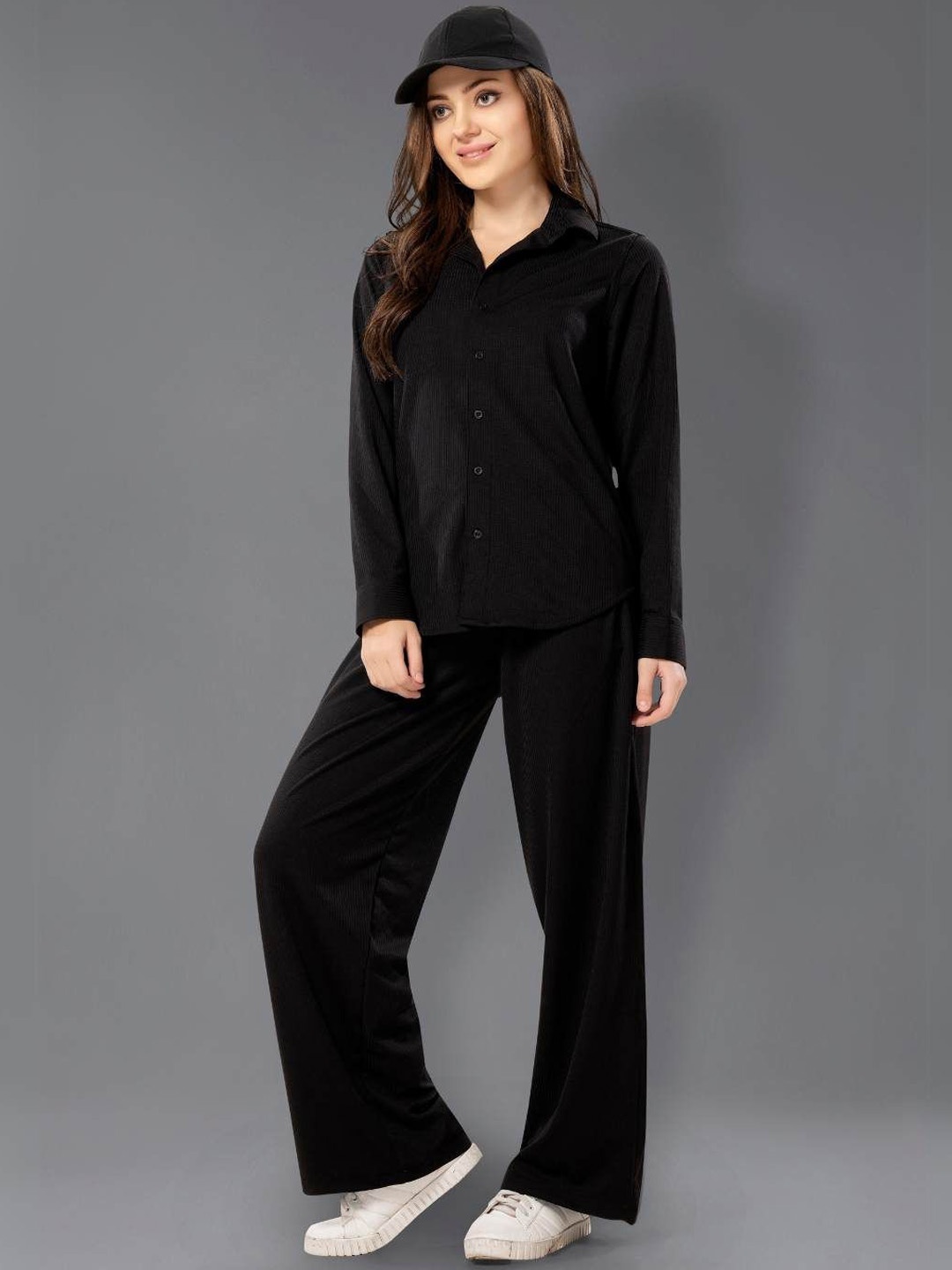 

cherrylavish Shirt Collar Shirt and Trouser, Black