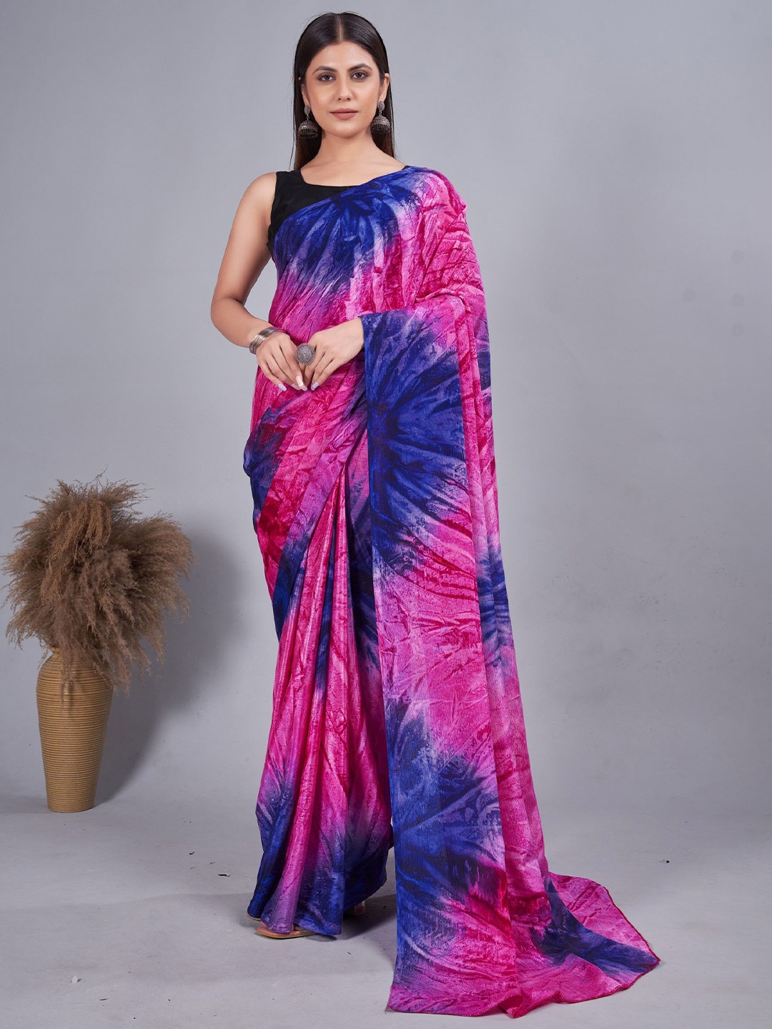 

LeeliPeeri Designer Tie and Dye Saree, Blue