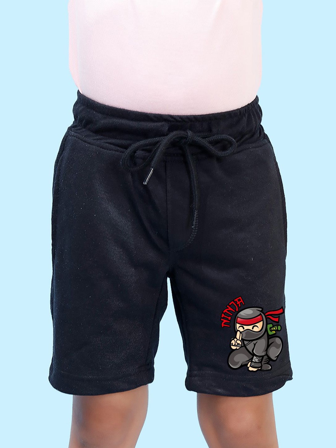 

NUSYL Boys Printed Mid-Rise Shorts, Black