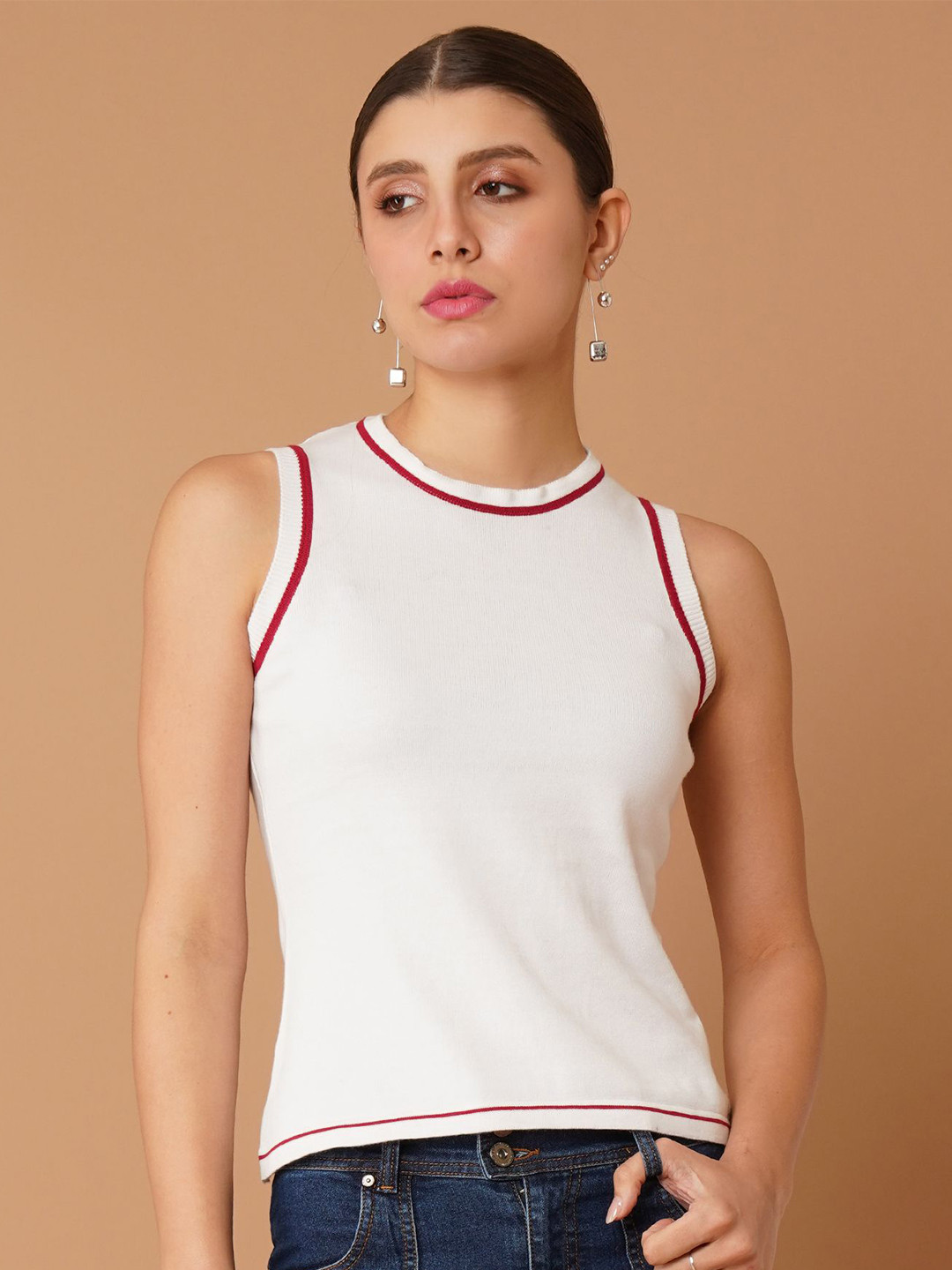 

Chemistry Women Solid Cotton Top, White