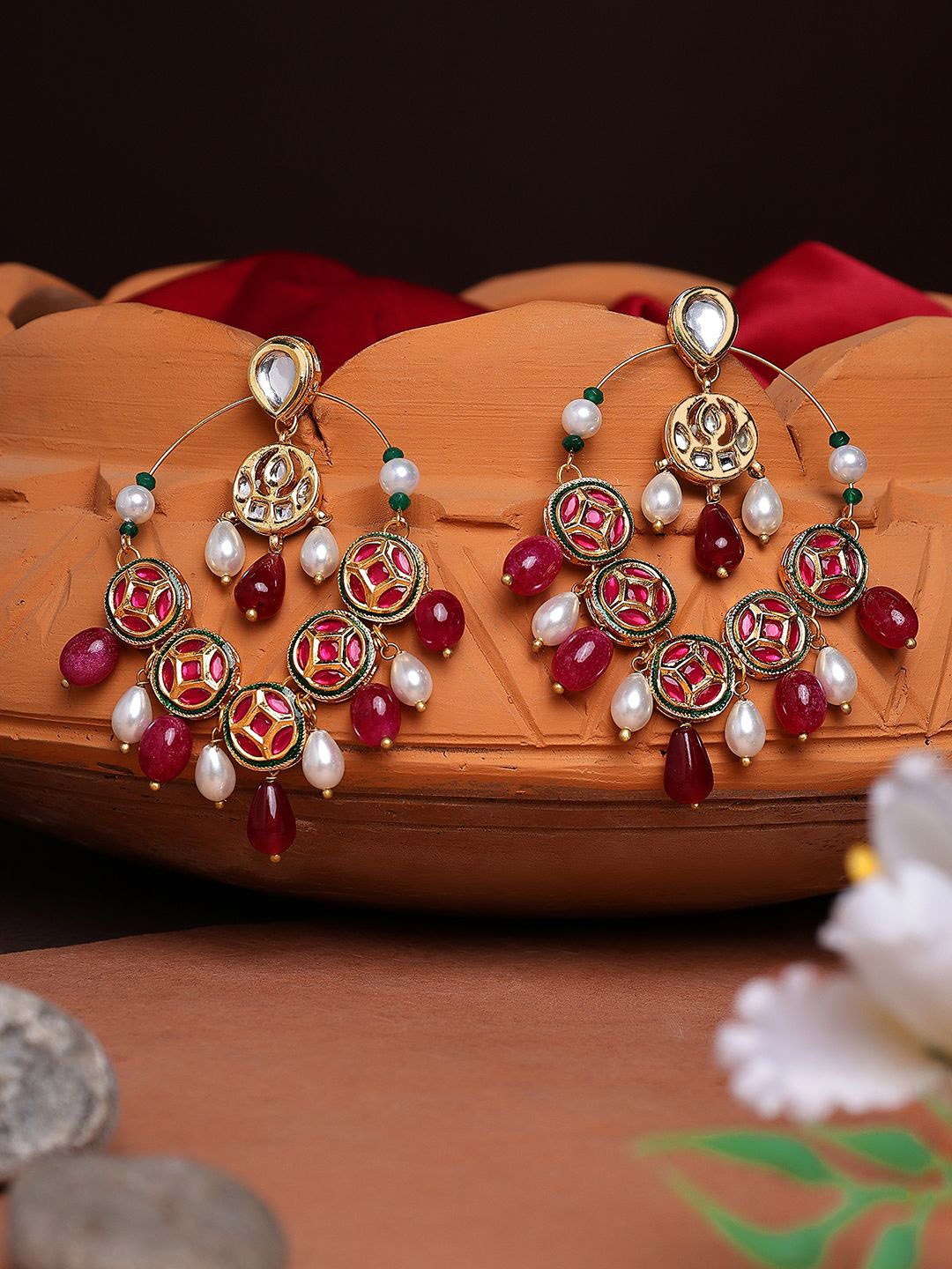 

AARSEE OFFICIAL Contemporary Chandbalis Earrings, Magenta