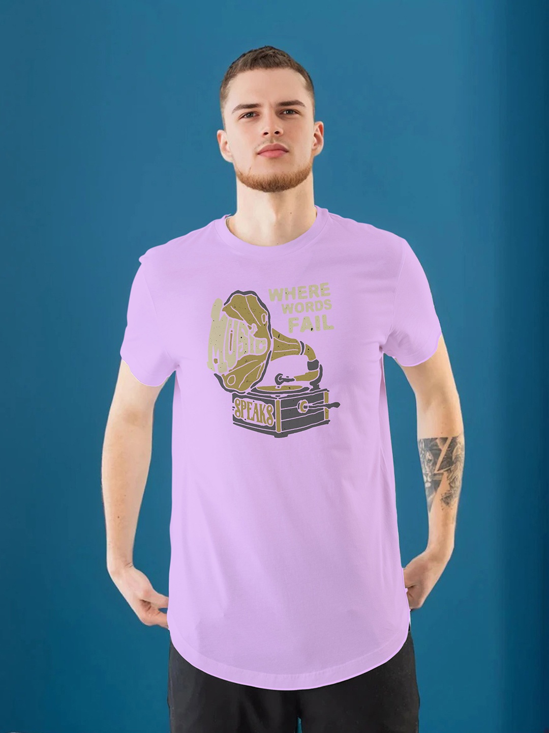 

Moda Rapido Men Printed Applique T-shirt, Lavender