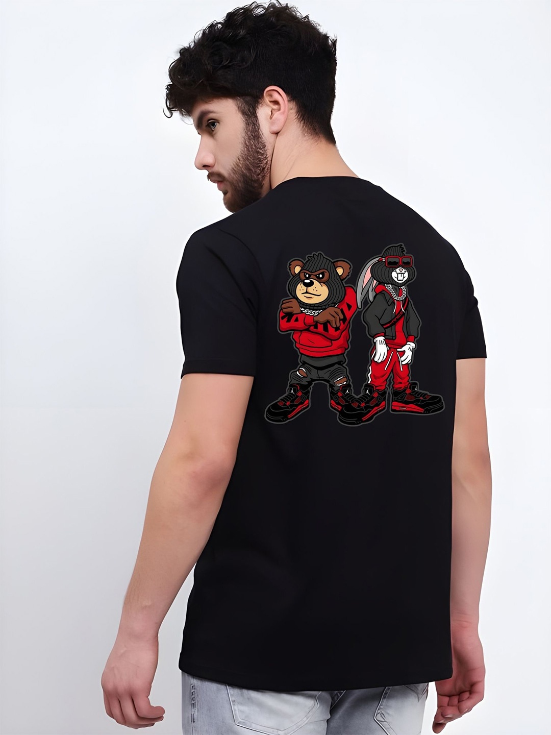 

THE BEETEL HOUSE Men Drop-Shoulder Sleeves T-shirt, Black