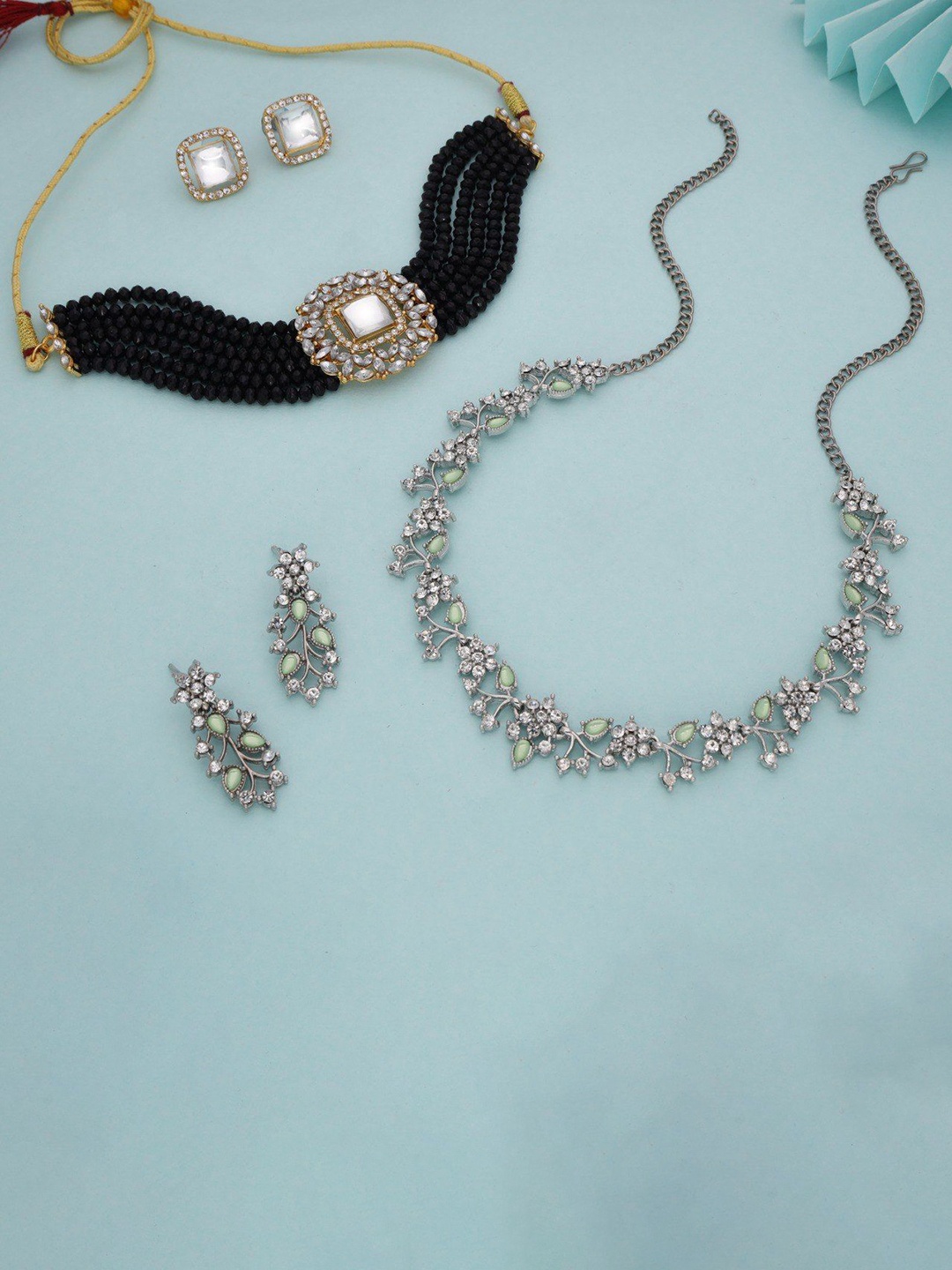 

Lyriss Set Of 2 Gold-Plated American-Diamond-Studded Jewellery Sets