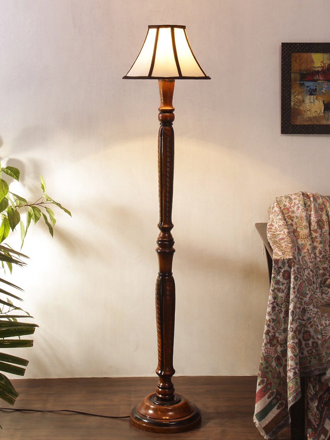 

Devansh Brown & White Wooden Floor Lamp