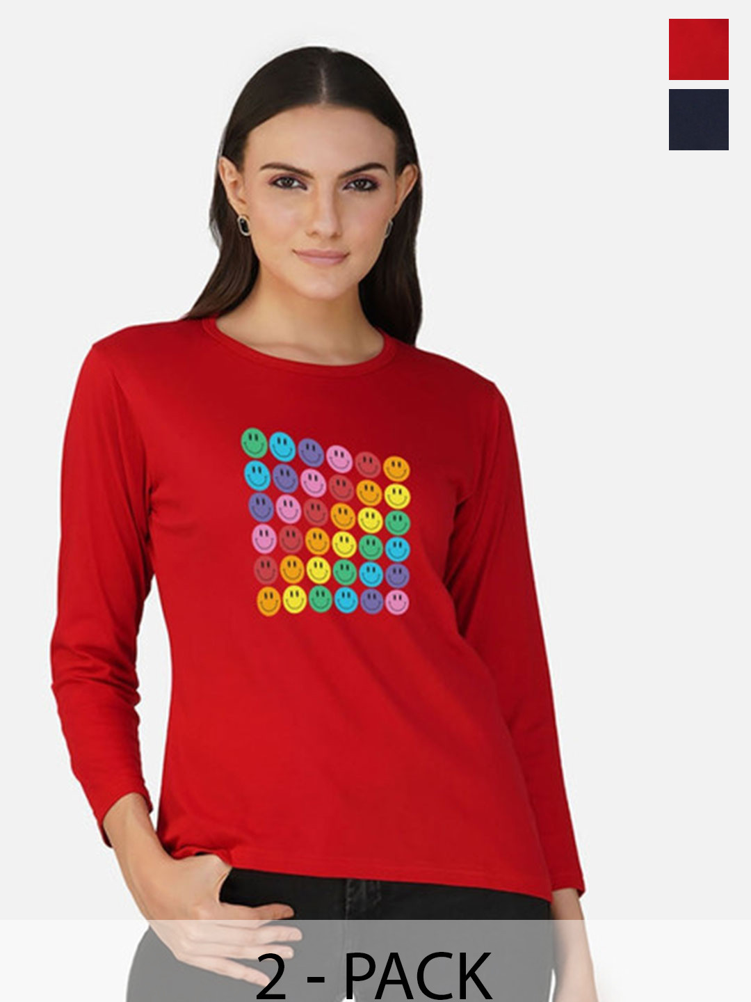 

Metronaut Women 2 Printed Bio Finish T-shirt, Navy blue