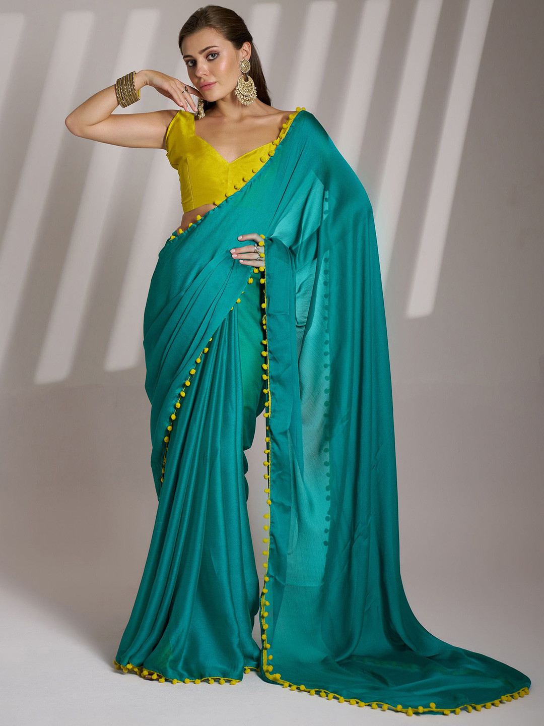 

MAHALASA Pure Chiffon Designer Saree, Blue