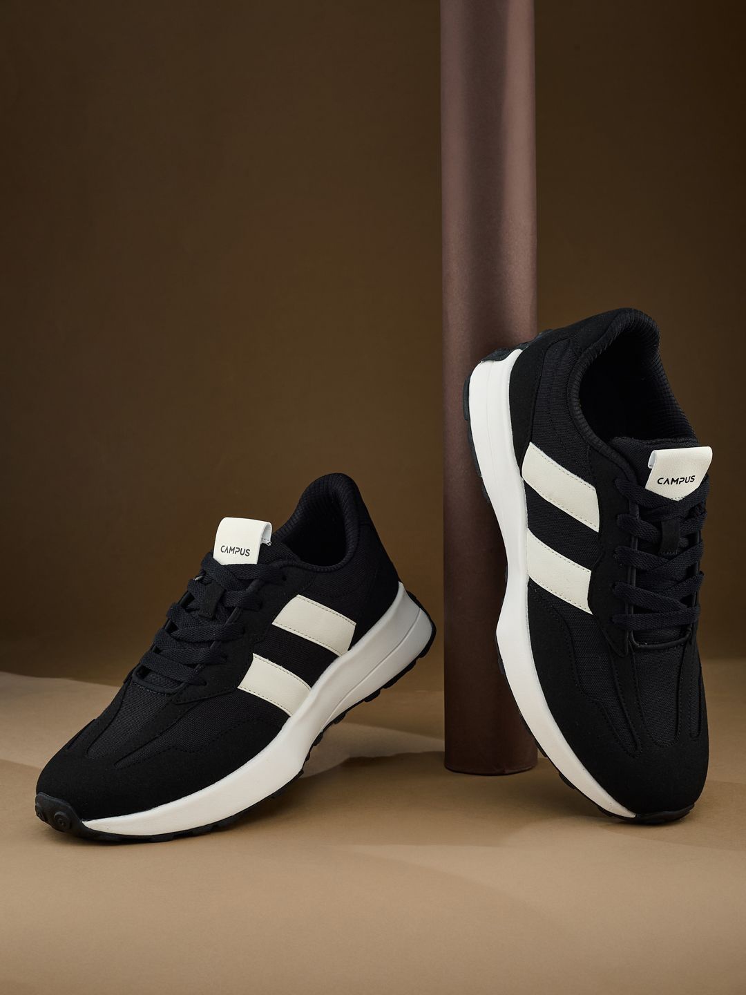 

Campus Men Colourblocked PU Sneakers, Black