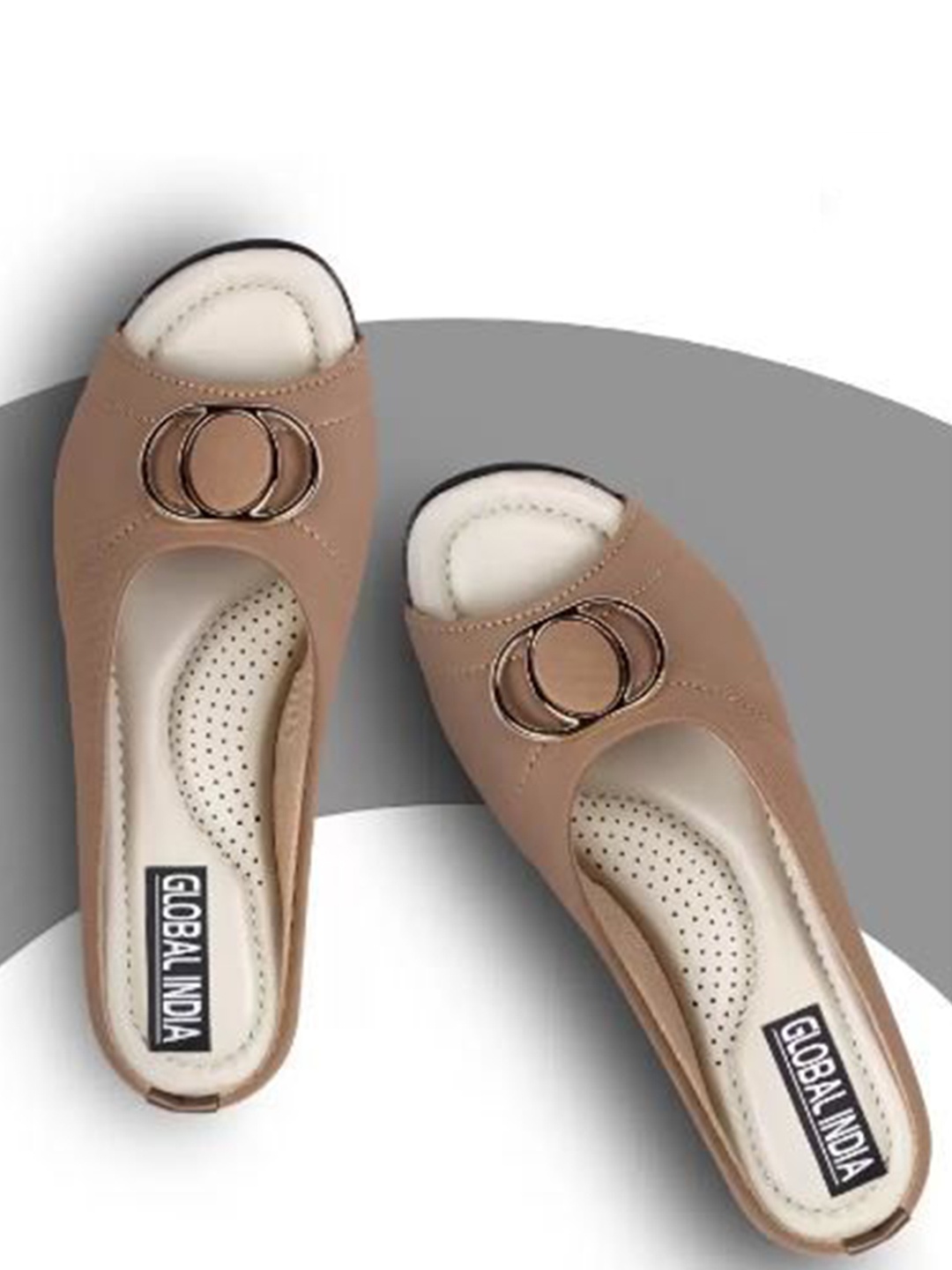 

Global india Women Open Toe Block Heel Sandals, Beige