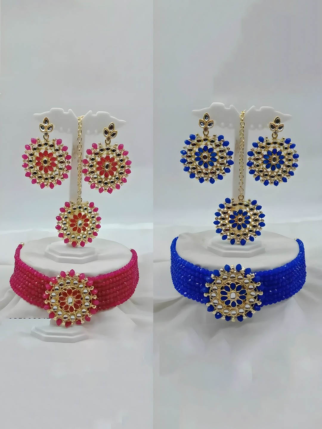 

JMBW INTERNATIONAL Set Of 2 Gold Plated Stone Studded & Beaded Jewellery Sets