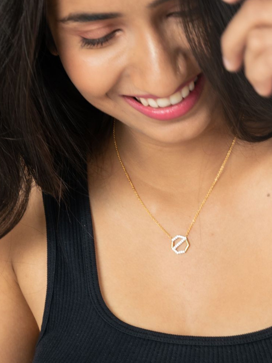 

HOUSE OF SEVEN Unisex 18k Gold-Plated Artificial Stones Studded Letter Z Necklace