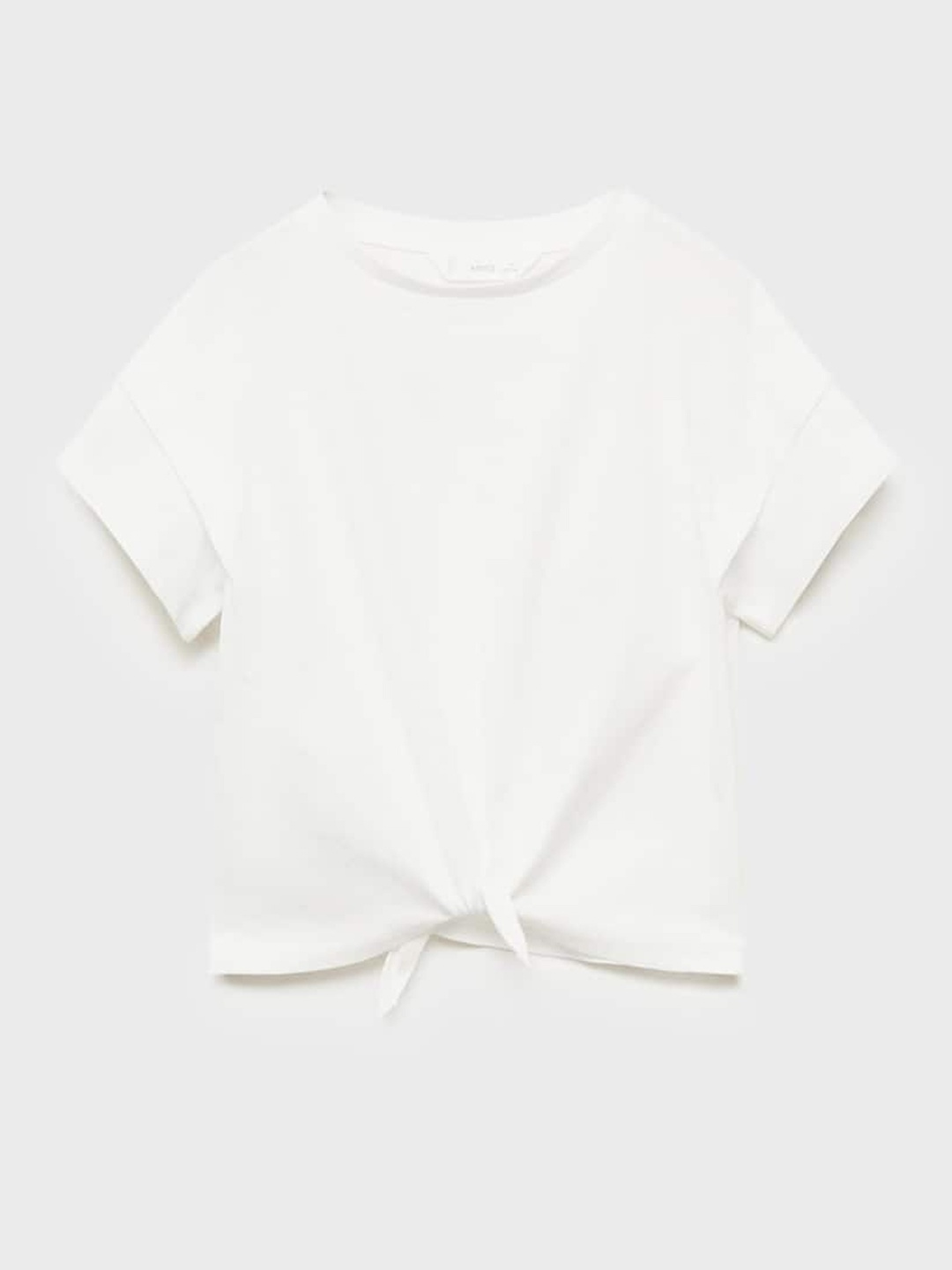 

Mango Kids Girls Pure Cotton T-shirt with Tie-Up Detail, White