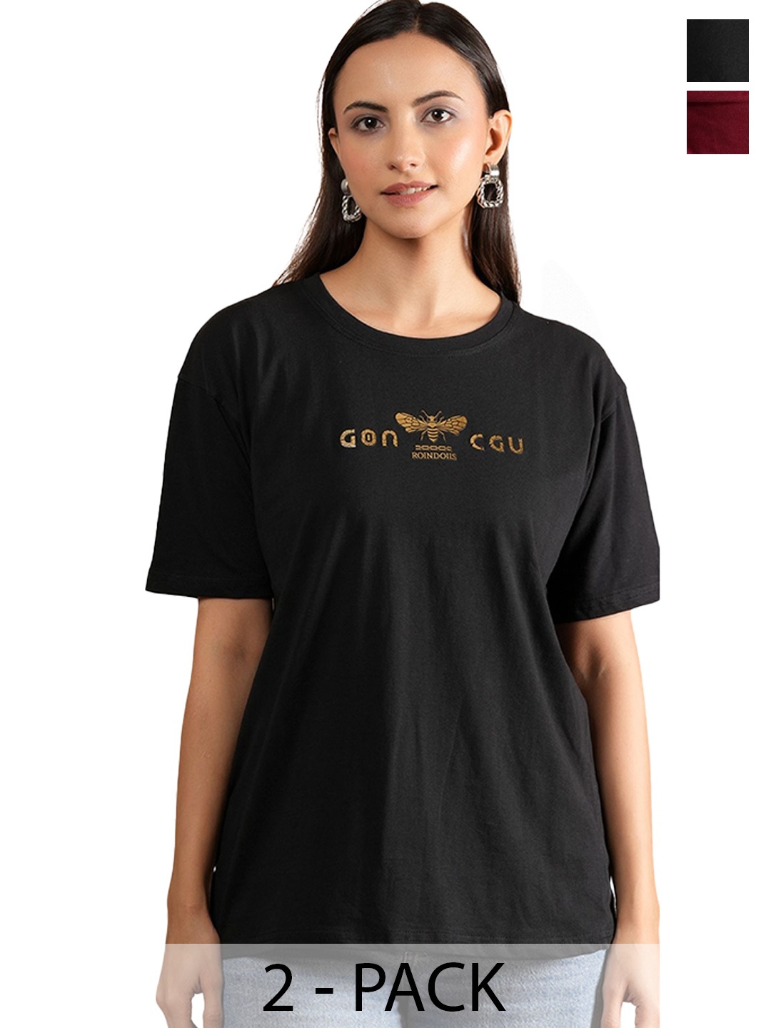 

NEYSA Women Typography 2 Printed T-shirt, Multi