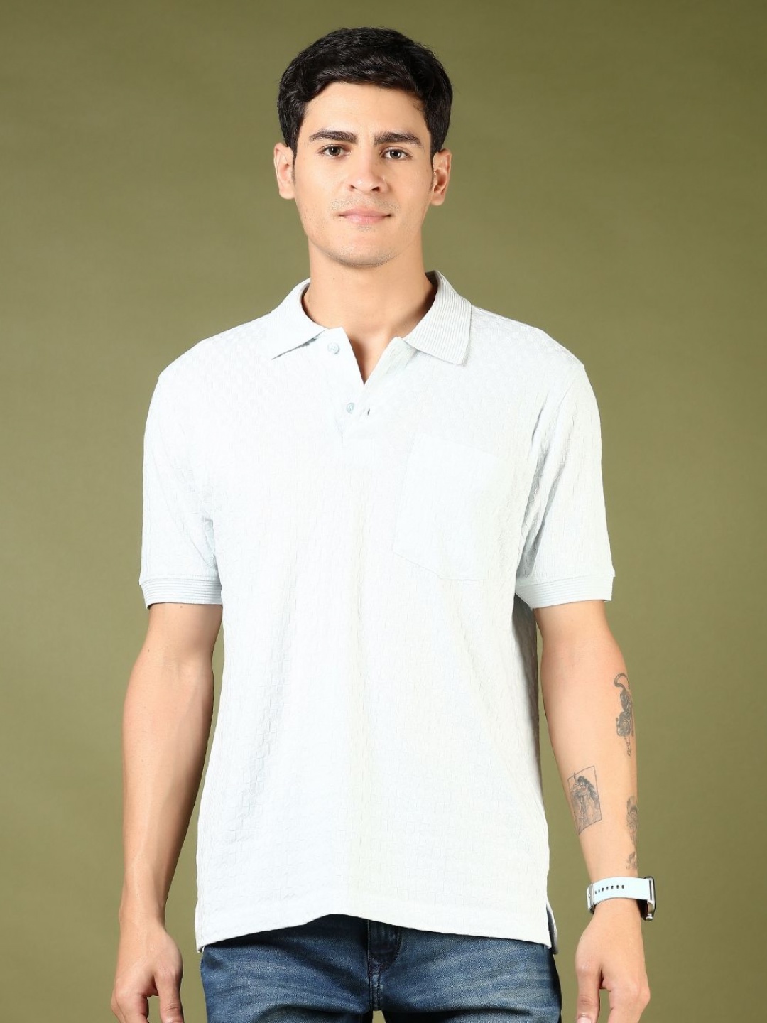 

V-Mart Men Polo Collar Pockets T-shirt, Blue
