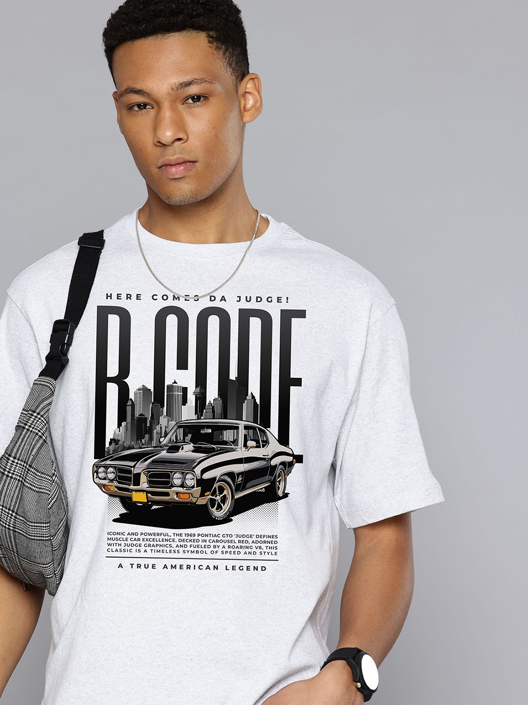

R.Code by The Roadster Lifestyle Co. Men Graphic Printed Cotton Relaxed Fit T-shirt, White