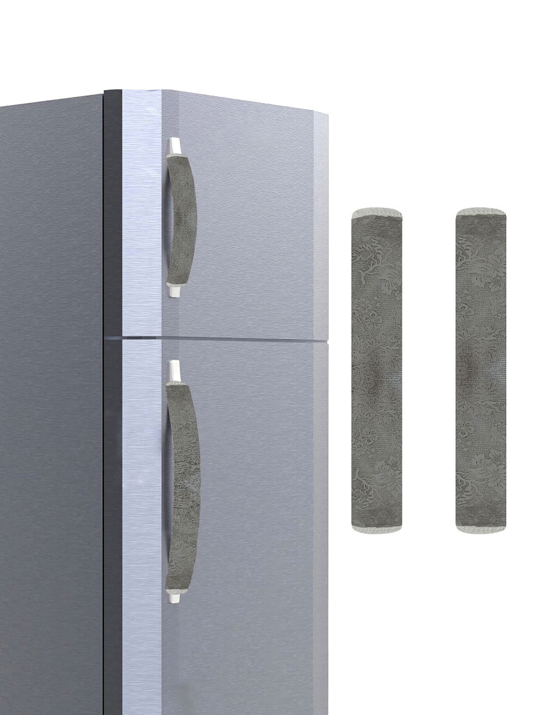 

Kuber Industries 2-Pcs Grey Printed Refrigerator Handle Covers, Silver