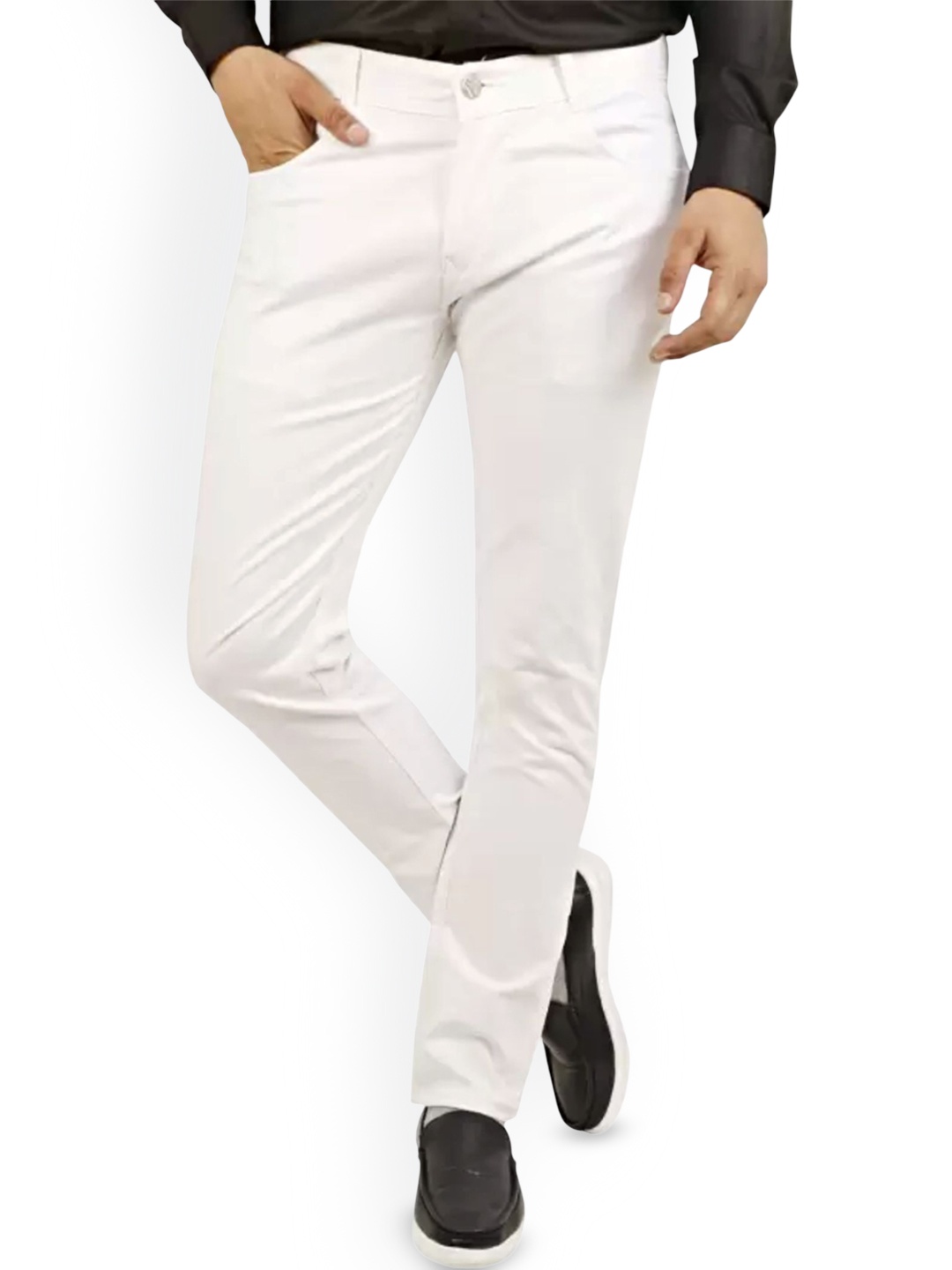 

COMFITS Men Classic Relaxed Fit Mid-Rise Cotton Jeans, White