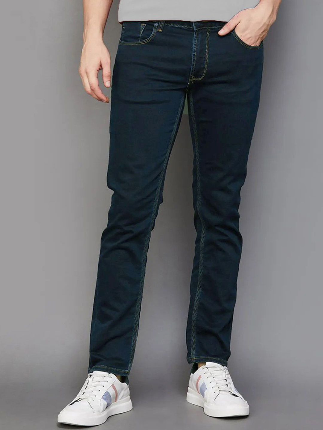 

fineblu Slim Fit Mid Rise Stretchable Jeans, Blue