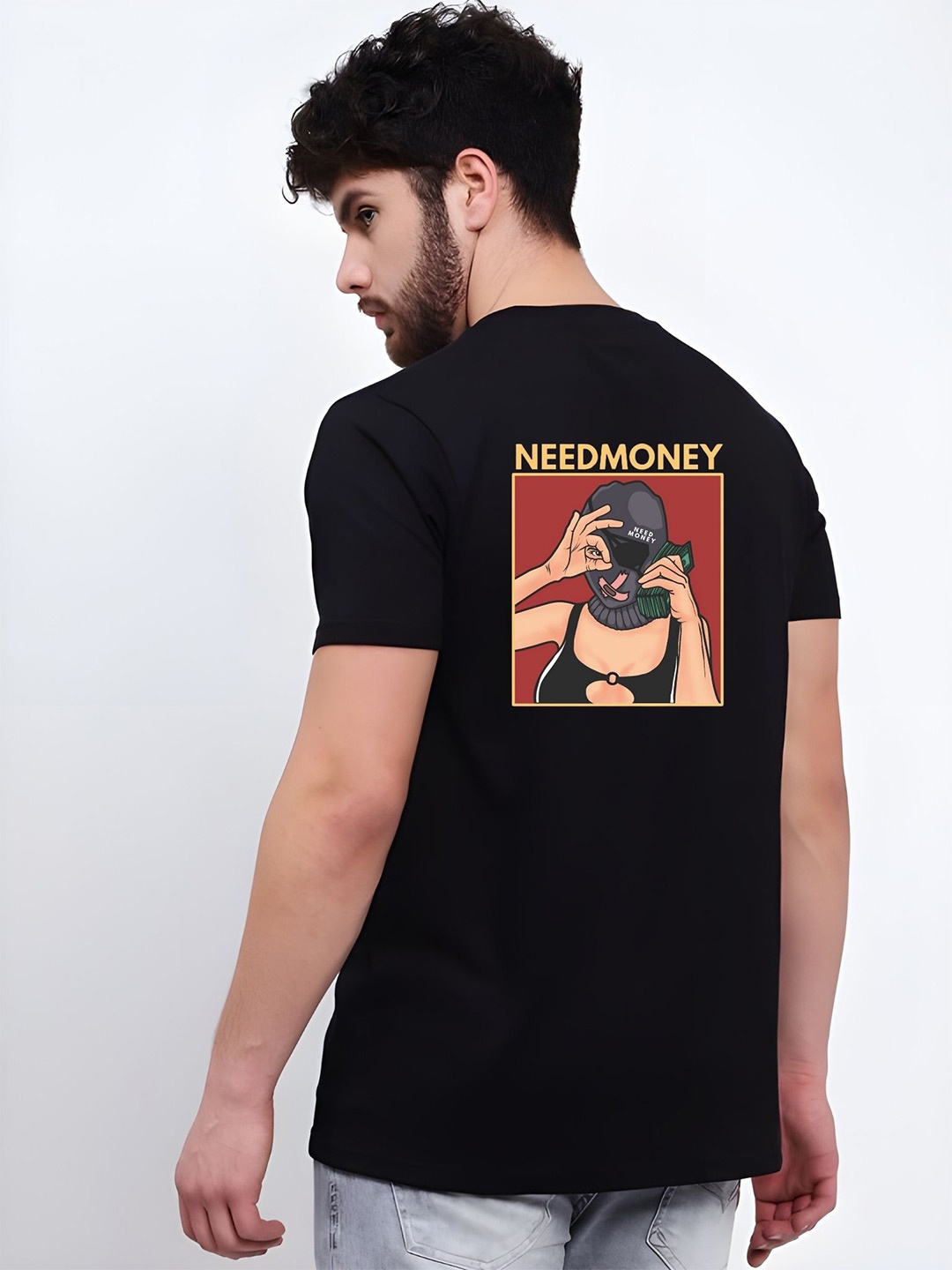 

THE BEETEL HOUSE Men Drop-Shoulder Sleeves T-shirt, Black