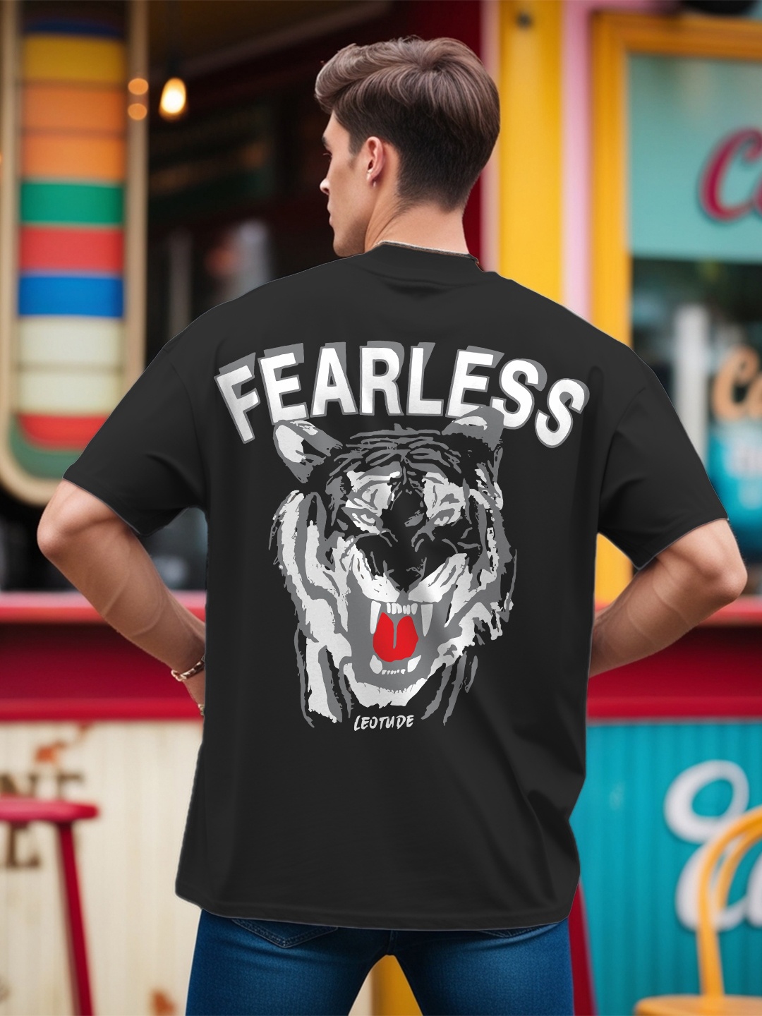 

Leotude Men Printed T-shirt, Black