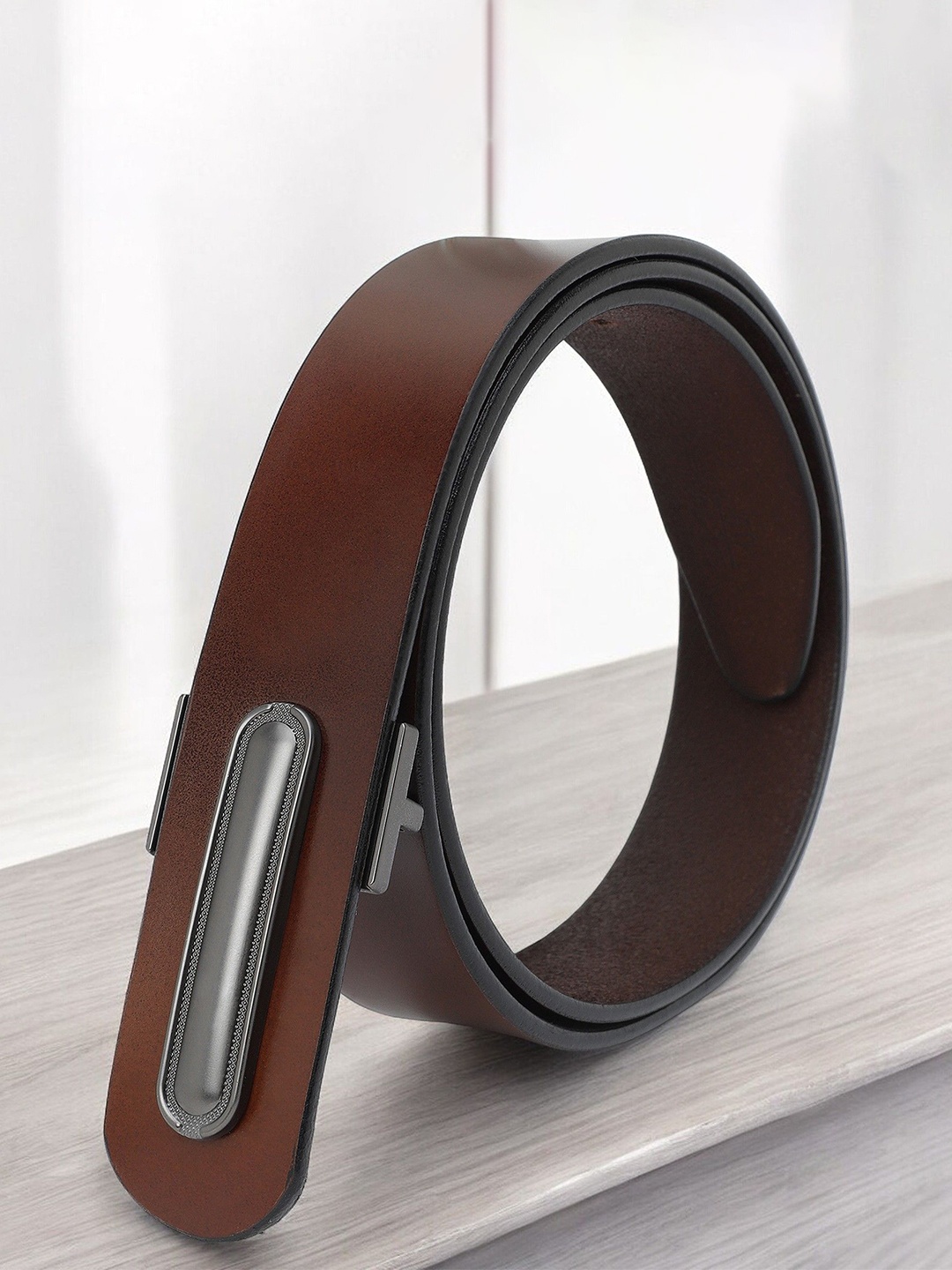 

LOOPA Men Leather Formal Belt, Brown